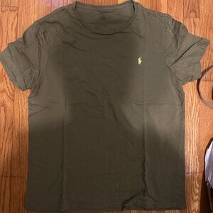 Ralph Lauren Olive Green Crewneck Tee with Yellow Pony Large